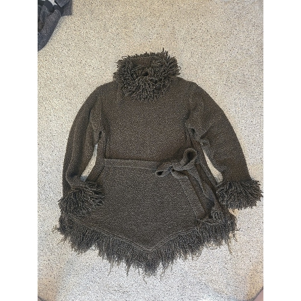 Baluchi‎ Chocolate Brown Womens Sweater/Dress Popcorn Wool Blend OSFA Tie Unique